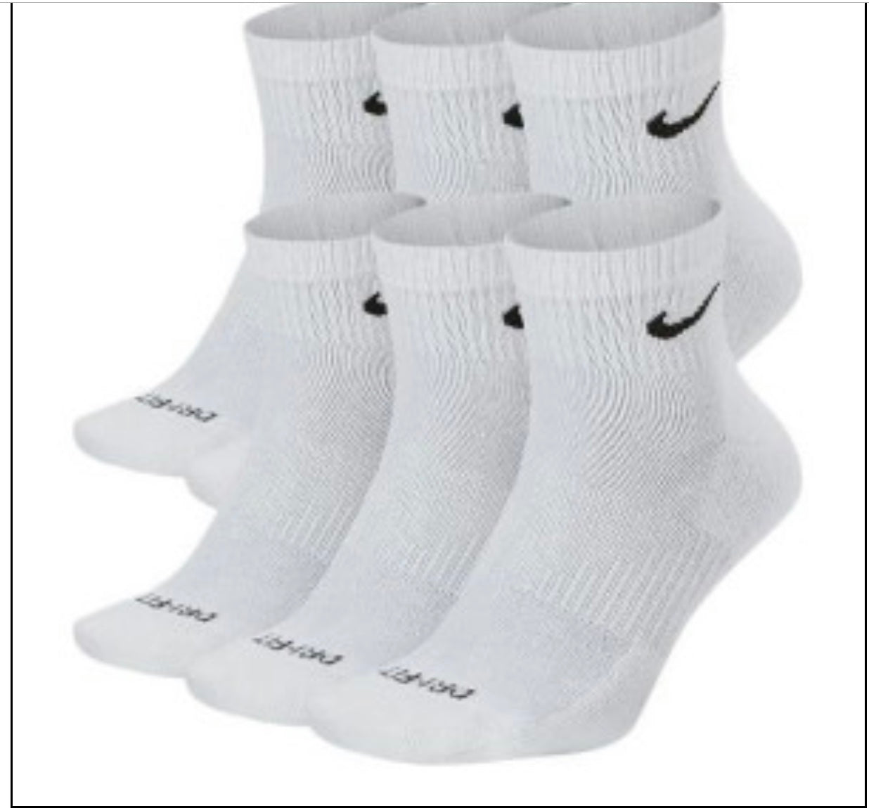 Nike Everyday Plus, Dri Fit Socks, White, 6 Pack