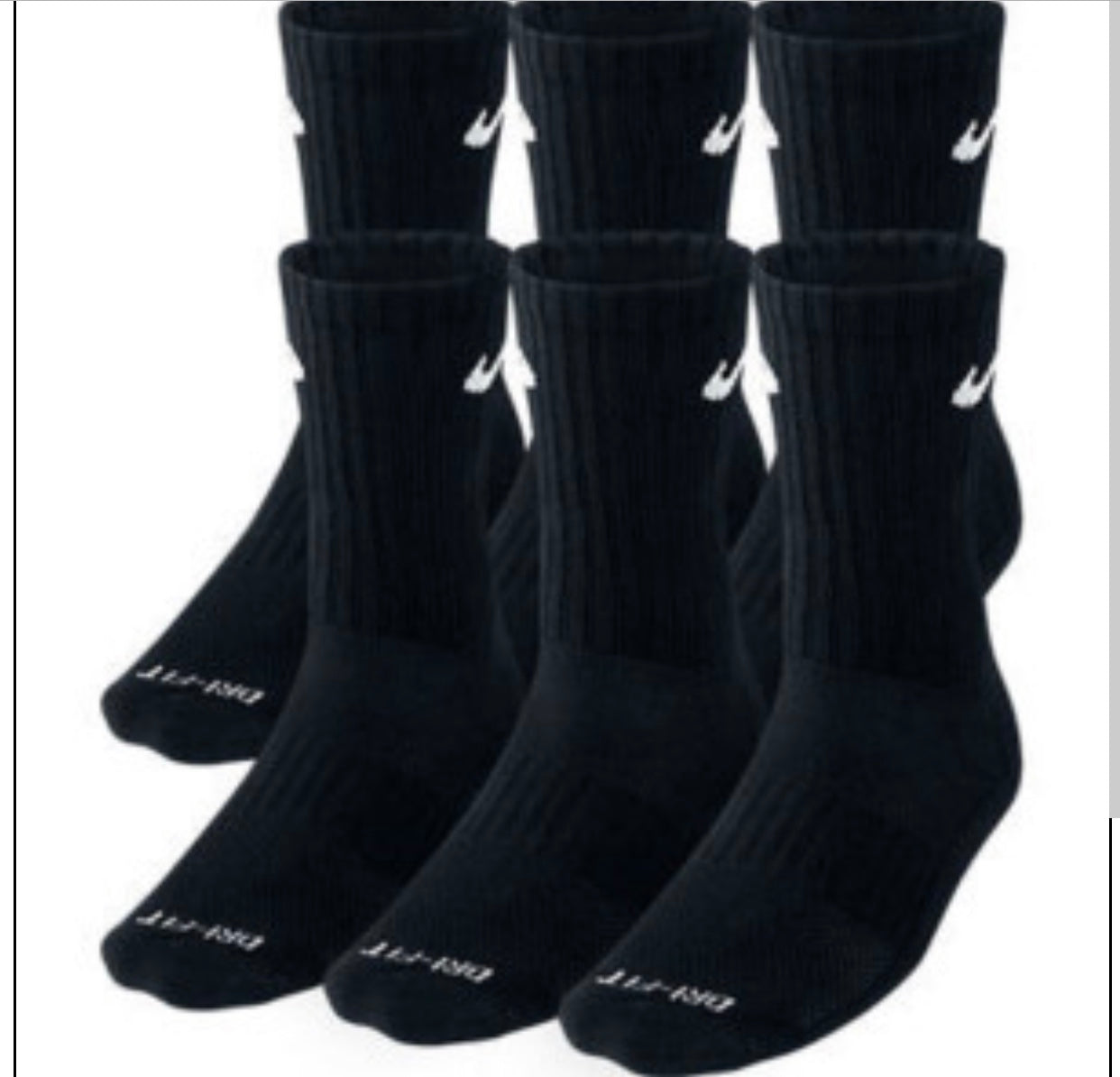 Nike Every Day Plus Socks , 6 Pair, Black